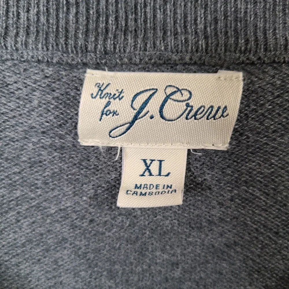 J Crew Sweater Mens XL Gray Crew Neck Cotton Long Sleeve Casual Pullover Soft